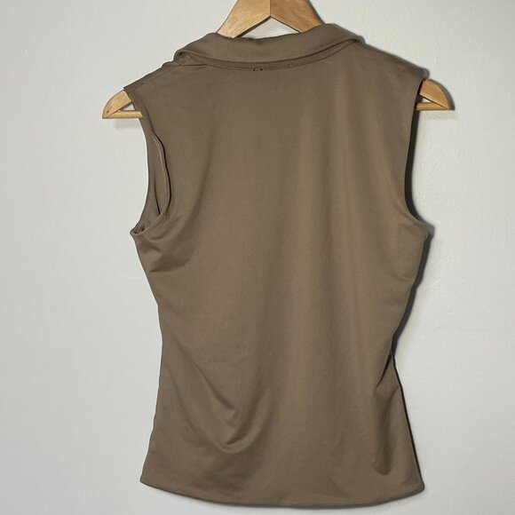 Halogen Women's Brown Sleveless V-Neck Collared Knit Top Size Small NWOT - Picture 5 of 8
